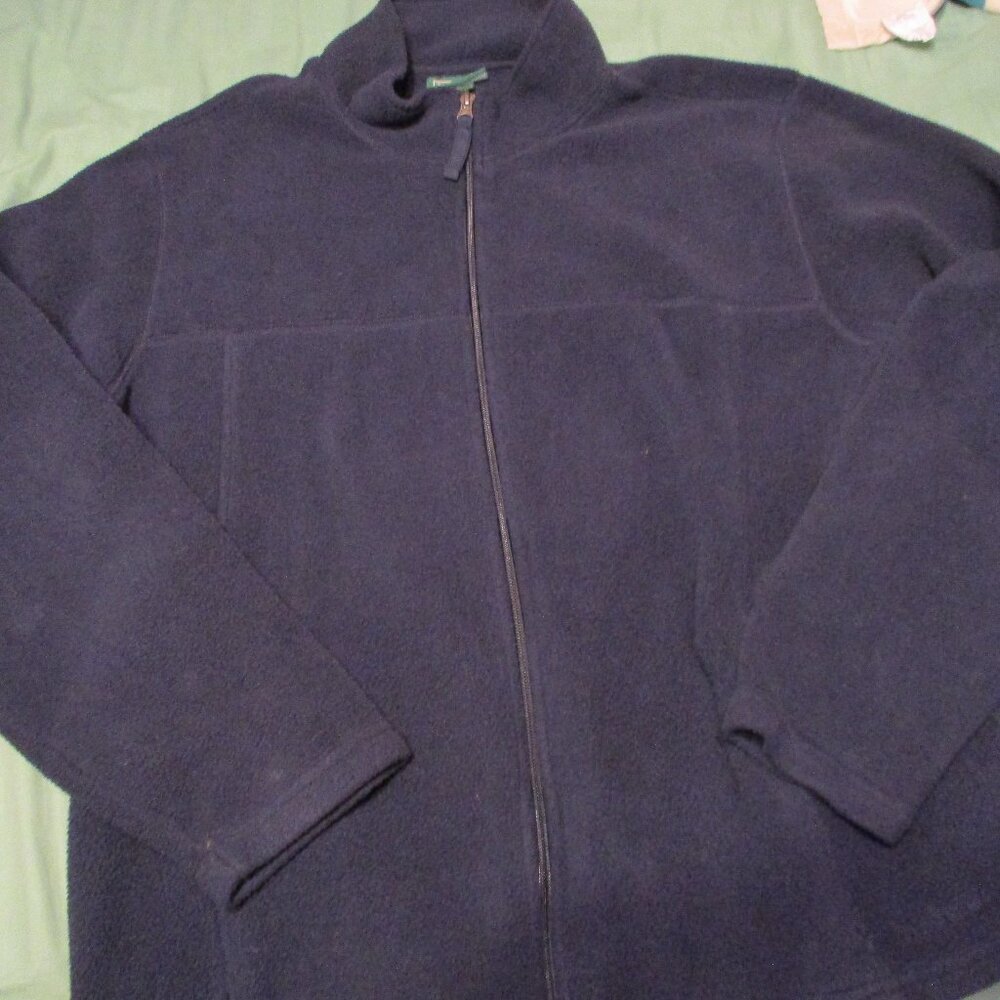 L.L. Bean Y2K Mens Dark Blue XL Regular Full Zip Fleece Jacket w/ pockets EUC